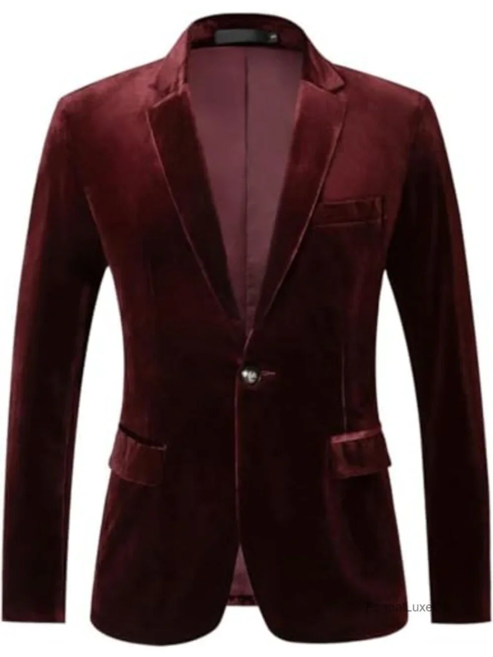 Men's Velvet Slim Fit Blazer One Button Suit Jacket Wedding Party